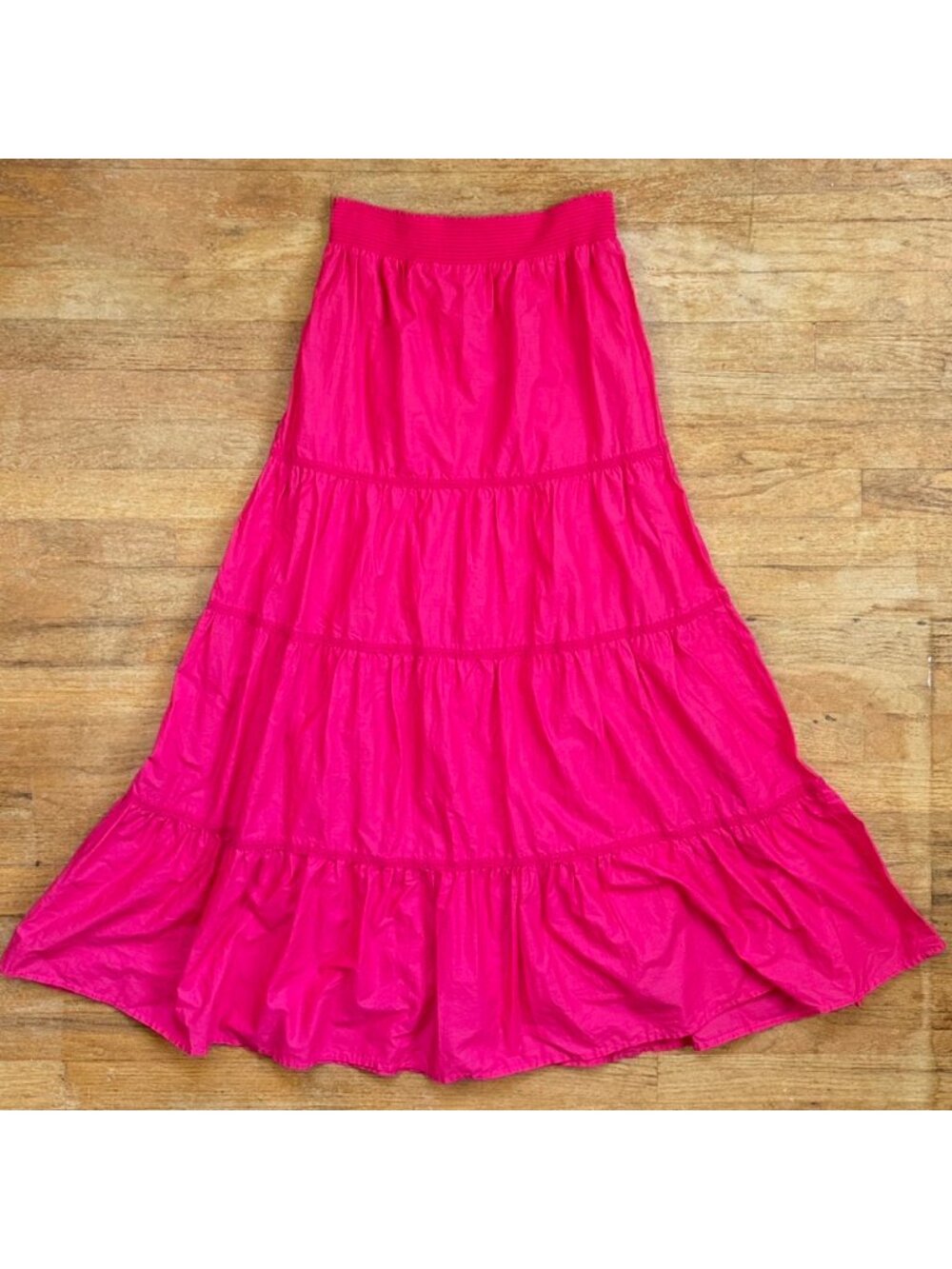 Chicos Skirt Size 0 (Small) NWT Pink Tiered Cotton Boho Maxi 100% Cotton